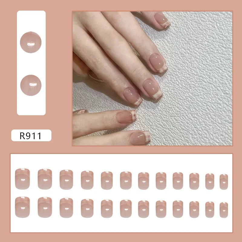 Platinum Maple Leaf Fake Nail with Jelly sticker Press on False Nails Wearable Round Head Oval Full Cover Nail Tips