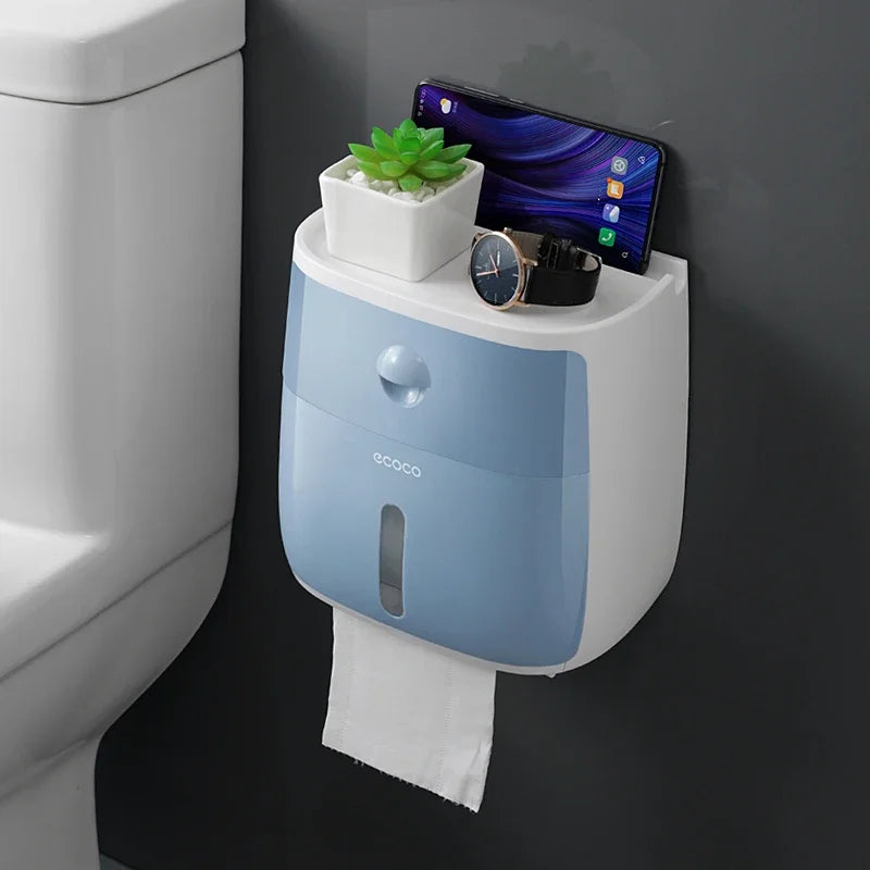 Portable Toilet Roll Paper Holder Plastic Waterproof Double Layer Paper Dispenser For Toilet Storage Box Bathroom Accessories