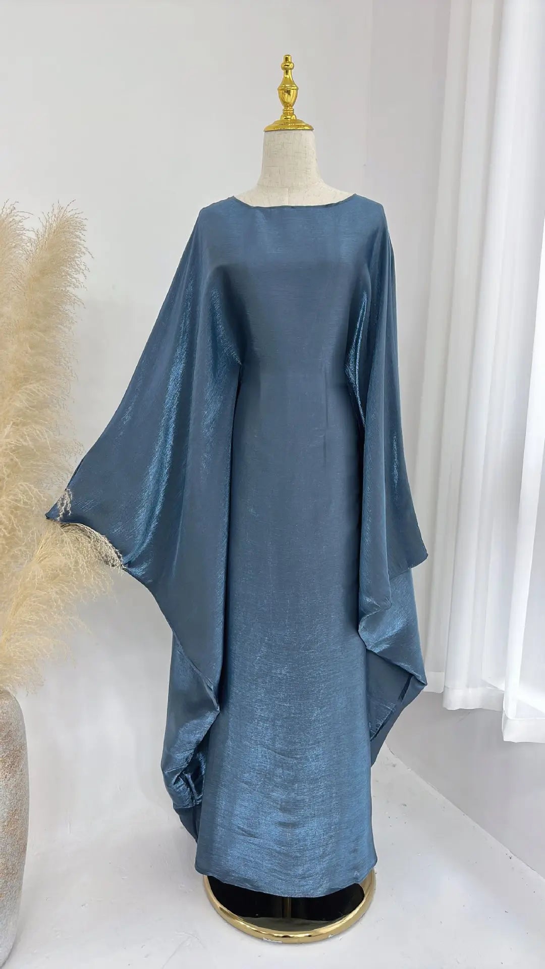 Eid Ramadan Batwing Butterfly Satin Abaya Dubai Luxury Muslim Kaftan Maxi Dress Women Kebaya Robe Caftan Marocain Femme Vestidos