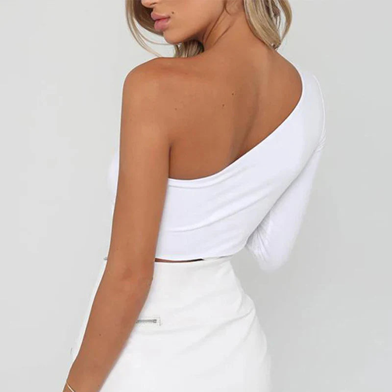 Sexy One Shoulder Crop Top
