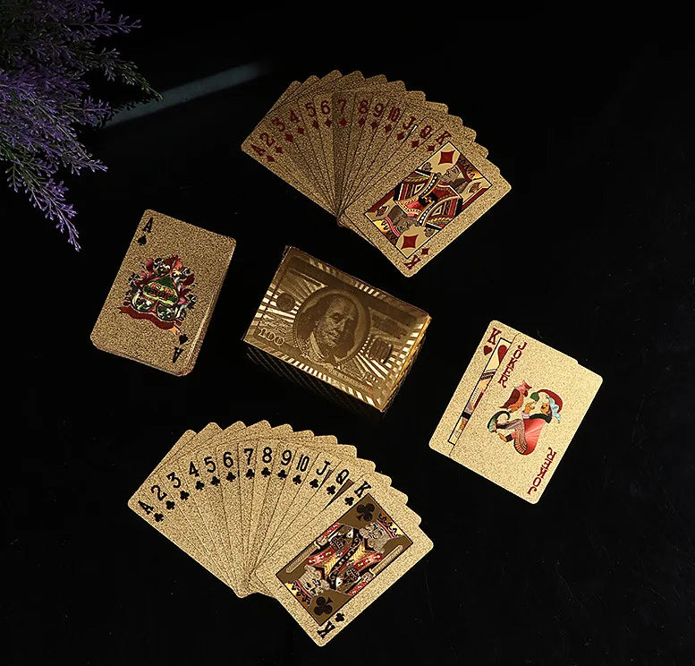 24K Gold Waterproof Playing Cards Plastic Poker Game PET Table Games Halloween Christmas Family Game Nights Board Game Gift