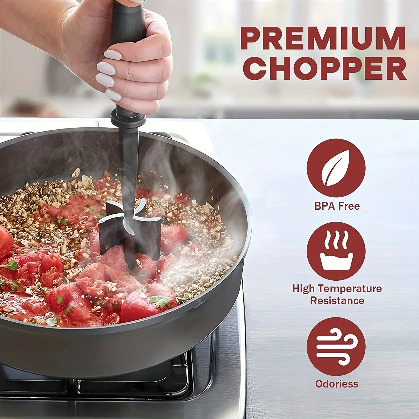 Meat Chopper Kitchen Ground Beef Masher Mixing Grinding and Pounding Spatula Meat Scraper for Mincing Meat Home Gadgets