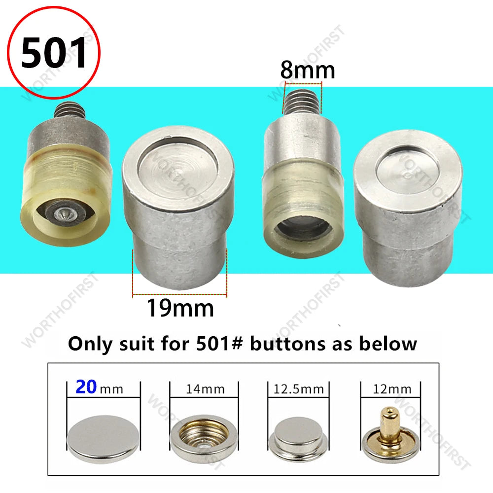 Metal Dies for Snap Buttons Hand Punch Press Machine Mold for Leathercraft Clothing Bags Sewing Accessories