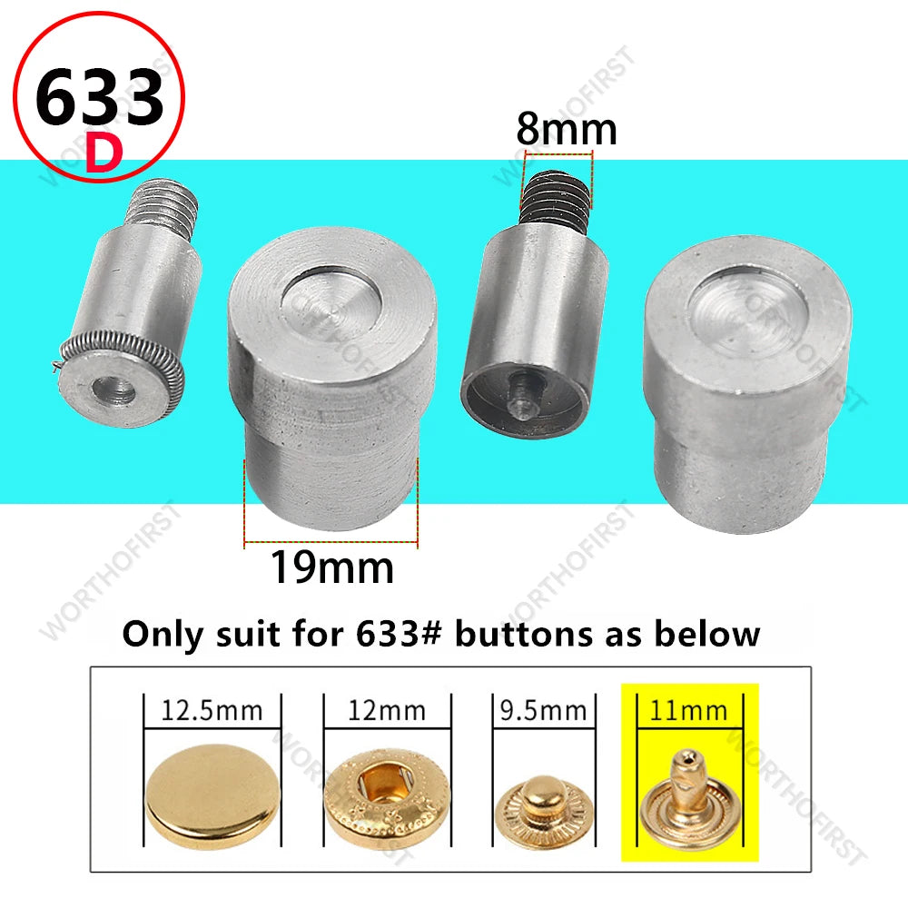 Metal Dies for Snap Buttons Hand Punch Press Machine Mold for Leathercraft Clothing Bags Sewing Accessories