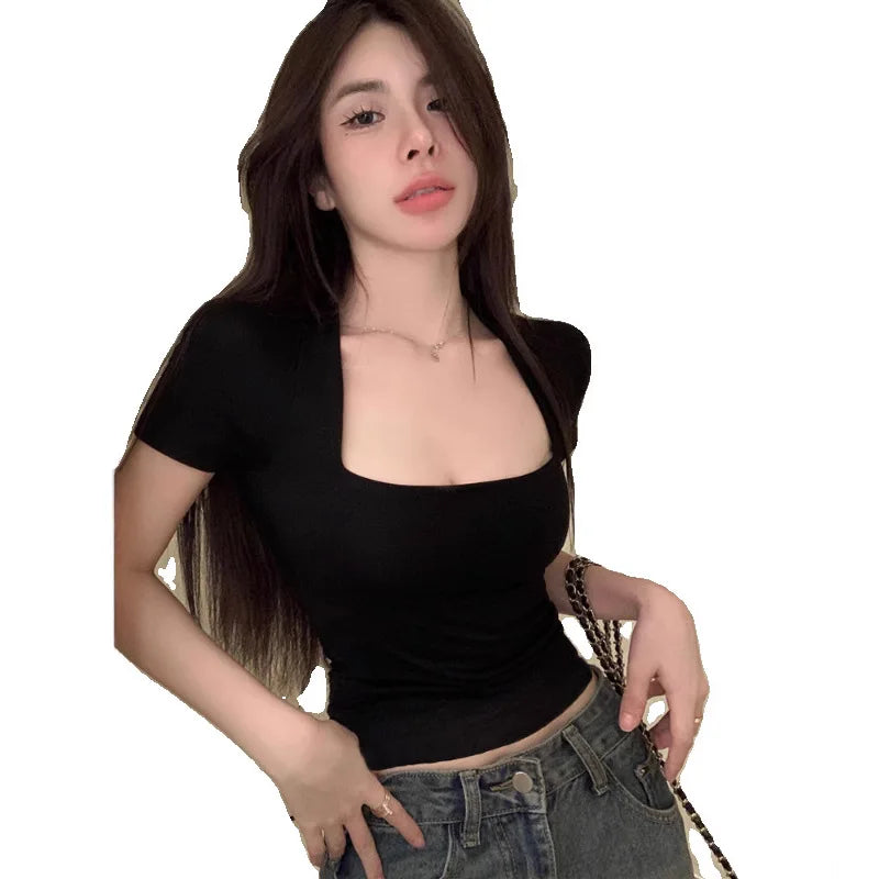 2025 Summer Y2K T shirt Women V-Neck