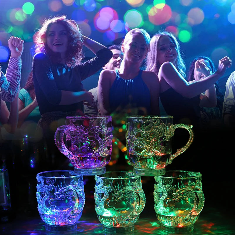 50ml LED Flashing Cups Fun Beer Wine Drinking Transparent Plastic Mug Blinking Glowing Barware For Bar Night Club Birthday Party