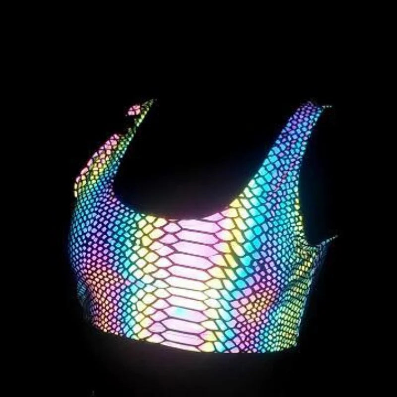 Summer Colorful Reflective Women Tank Tops Y2K Harajuku Croppe Tops Personality Printed Sexy Camisole camisas топ женский