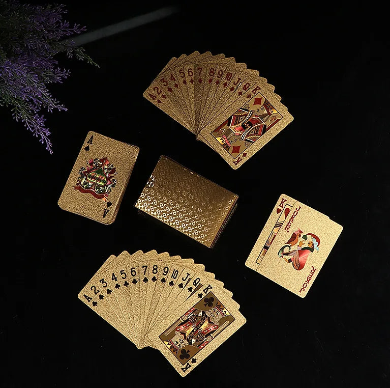 24K Gold Waterproof Playing Cards Plastic Poker Game PET Table Games Halloween Christmas Family Game Nights Board Game Gift