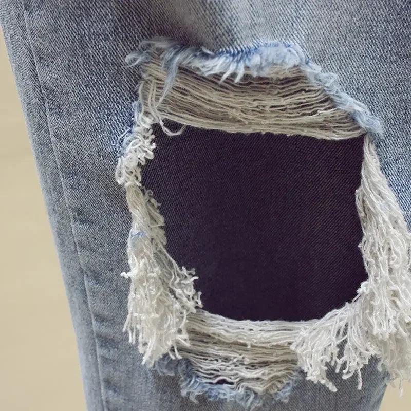 2025 spring summer autumn new Big size women fashion casual Denim Pants woman female ripped jeans for women