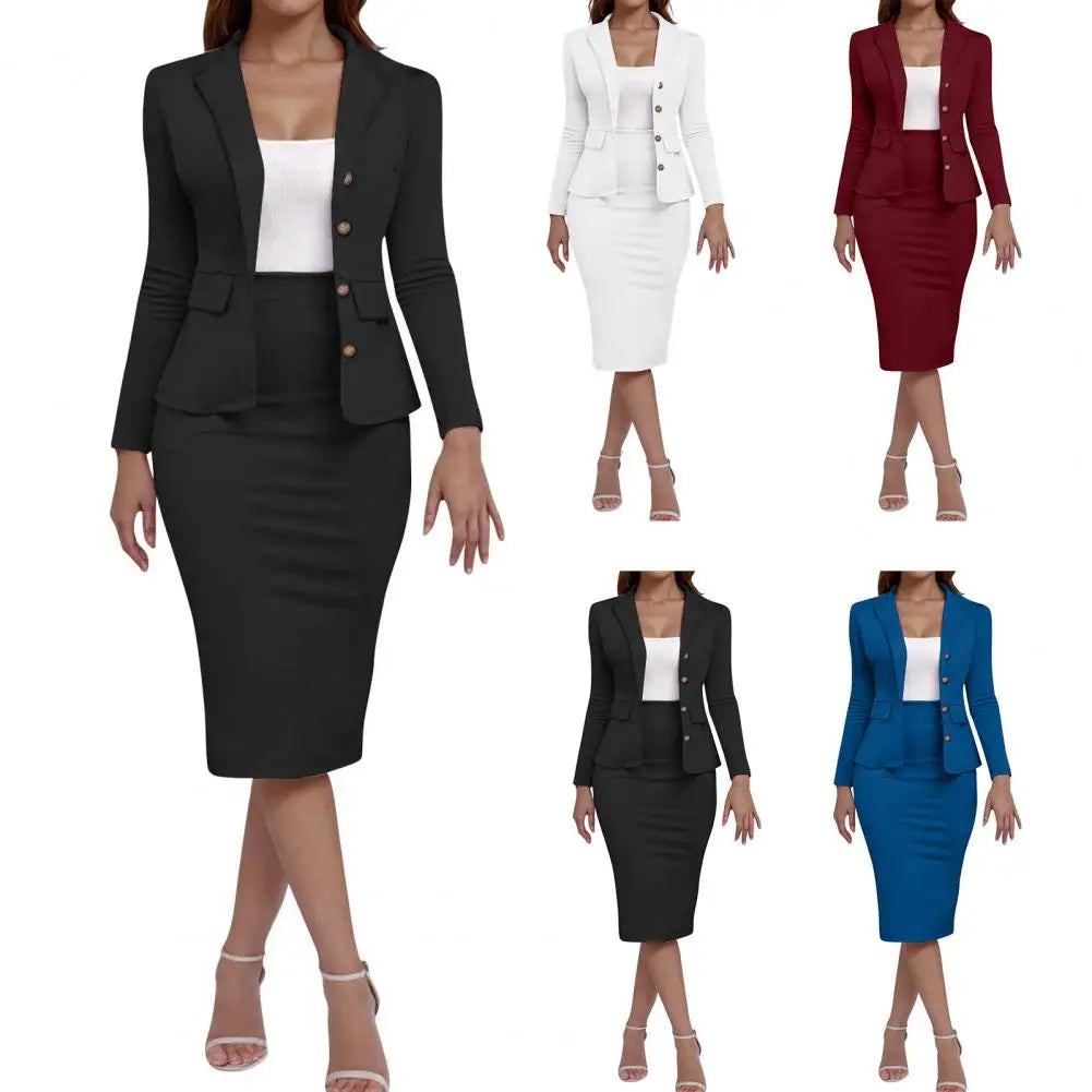 2pcs set Women s Business Skirt Suit Set Elegant Long Sleeve Jacket Pencil Skirt Set Office Outfits Women s Clothing