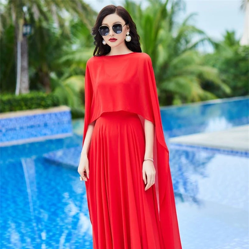 Women Long Sleeve Dress White Chiffon Spring Vintage Casual Fashion Maxi Dresses For Elegant Luxury Prom Clothes 2024 New
