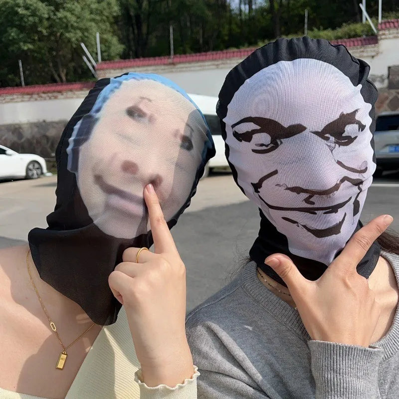 Funny Full Face Mask 3D Printed Celebrity Face Masks Elastic Mesh Halloween Cosplay Party Props Balaclava Headcovers