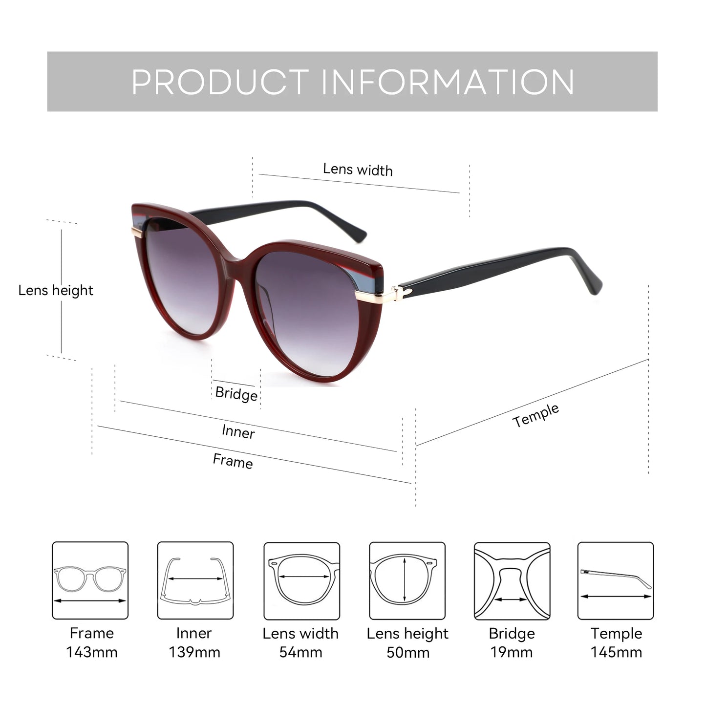 ZENOTTIC（ XL Size）Acetate Cat Eye Prescription Sunglasses for Women UV400 Polarized Sun Glasses Progressive Optical Shades