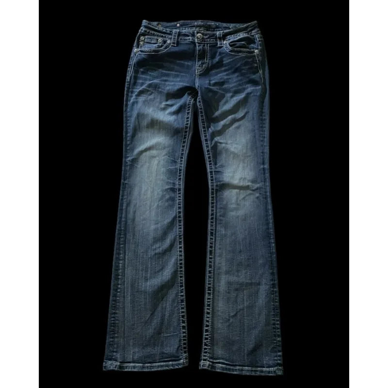 American Y2K Wings Geometric Embroidery High Quality Slim Jeans for Women Y2K Street Wear Trendy Casual goth high waisted jeans