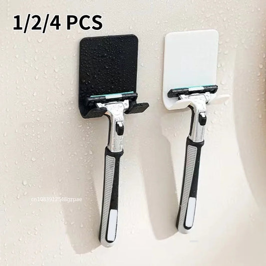 1/2/4PCS Adhesive Razor Holder Wall Mounted Bathroom For Shower Hook Rack Shaver Holder Plastic Hook Holder Razor Rack
