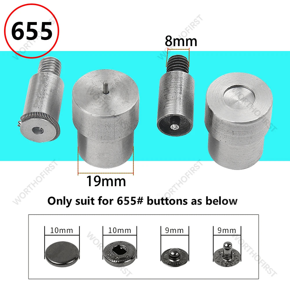 Metal Dies for Snap Buttons Hand Punch Press Machine Mold for Leathercraft Clothing Bags Sewing Accessories