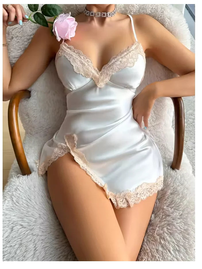 Lace Trim Leopard Nightdress