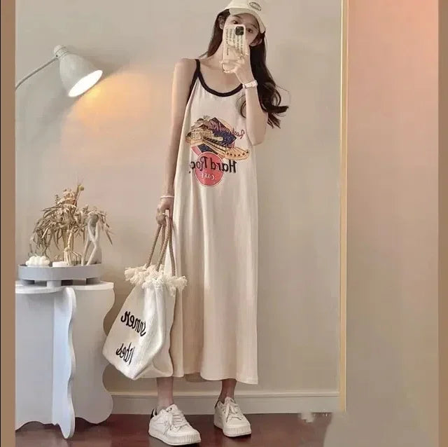 Europe America High-end Fashion Knitted Short-sleeved Dress 2025 Summer Clothes New Round Neck Temperament Woman A-line Dresses