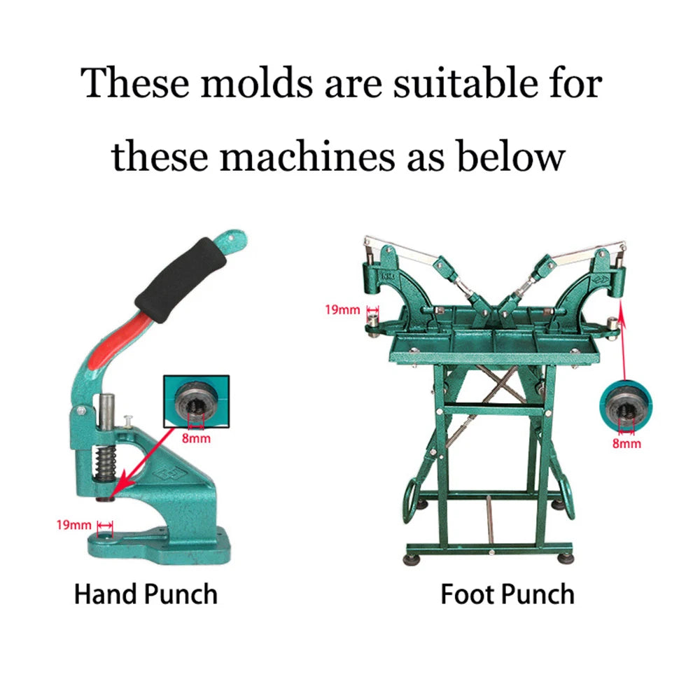 Metal Dies for Snap Buttons Hand Punch Press Machine Mold for Leathercraft Clothing Bags Sewing Accessories