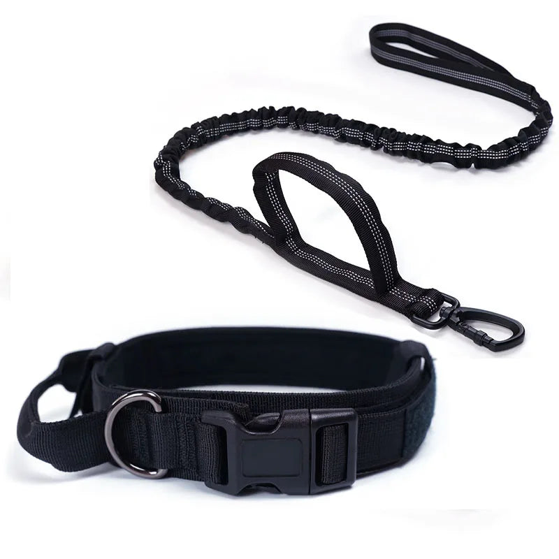 Dog Collar Durable Adjustable Military Pet Collar Tactical Leash Set Nylon Collar Medium Large Dog Shepherd Training Accessories