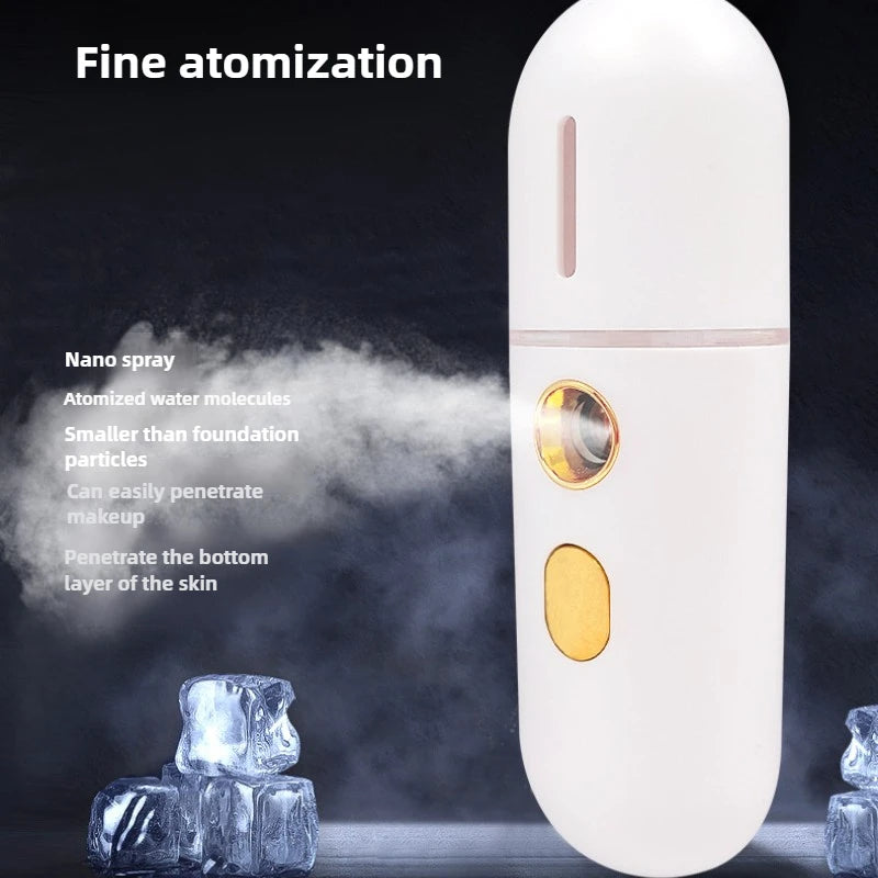 Mini Portable Humidifier Nano Facial Steamer Device Beauty Spray Hydrating Apparatus Cold Spray Apparatus USB Rechargeable