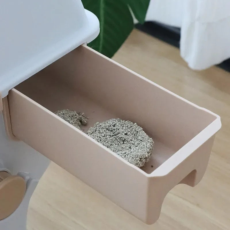 Semi-automatic Litter Box Anti-splash Oversize Semi-enclosed Cat Toilet Supplies Accessories Sandbox for Cat Hygienic Convenient
