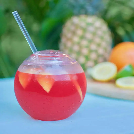 Cocktail Round Ball Cup Straw Transparent Moon Ball Cold Drinking Juice Cups Holiday Beach Cup