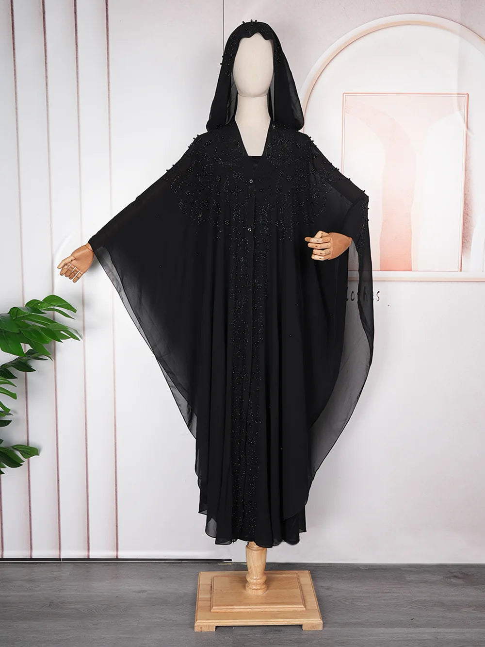 Dubai Abaya Dress for Women Muslim Chiffon Maxi Kaftan Dress African Evening Dresses Kimono Robe Islam Clothing Beads Luxury