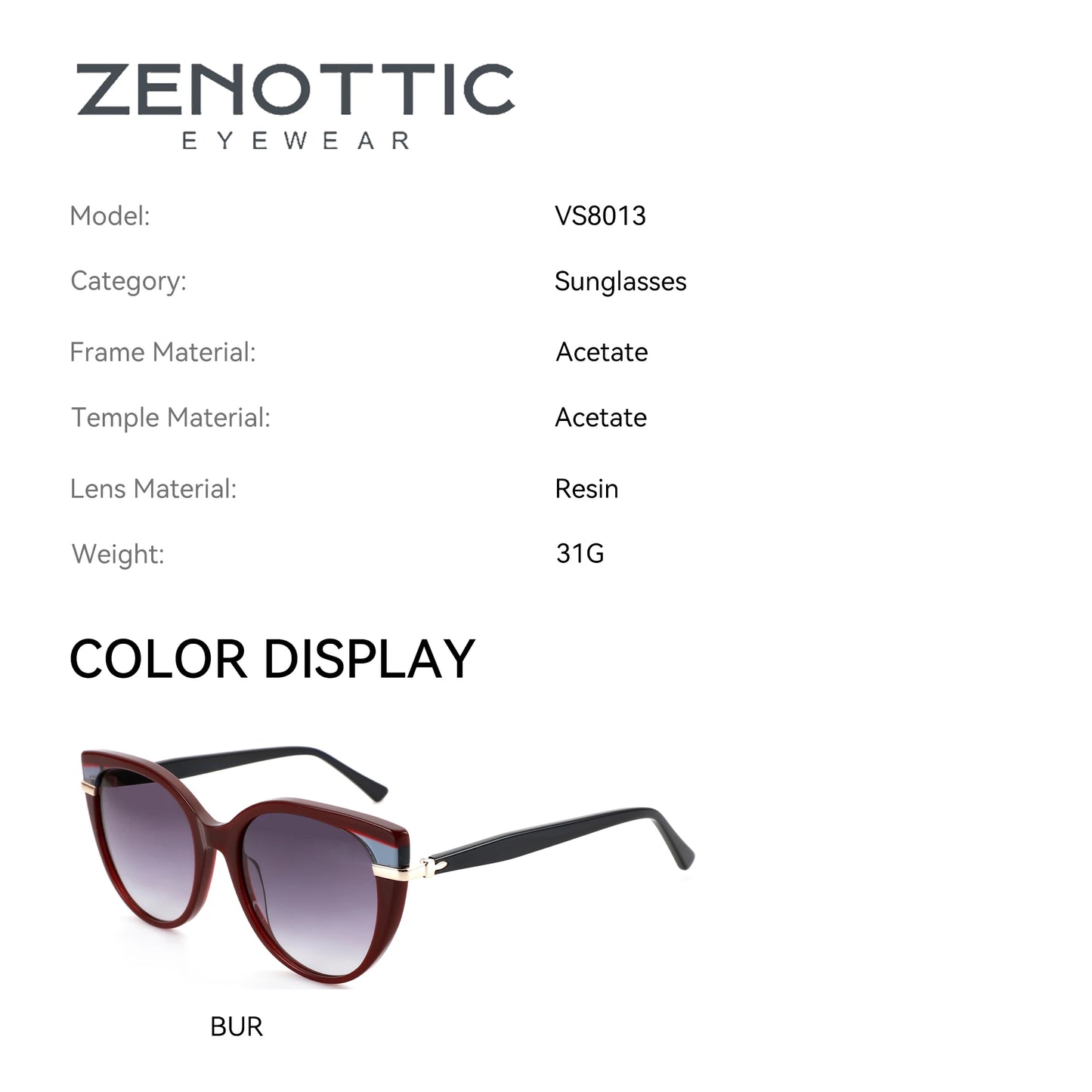ZENOTTIC（ XL Size）Acetate Cat Eye Prescription Sunglasses for Women UV400 Polarized Sun Glasses Progressive Optical Shades