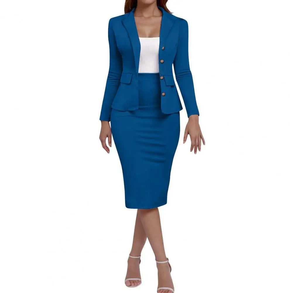 2pcs set Women s Business Skirt Suit Set Elegant Long Sleeve Jacket Pencil Skirt Set Office Outfits Women s Clothing