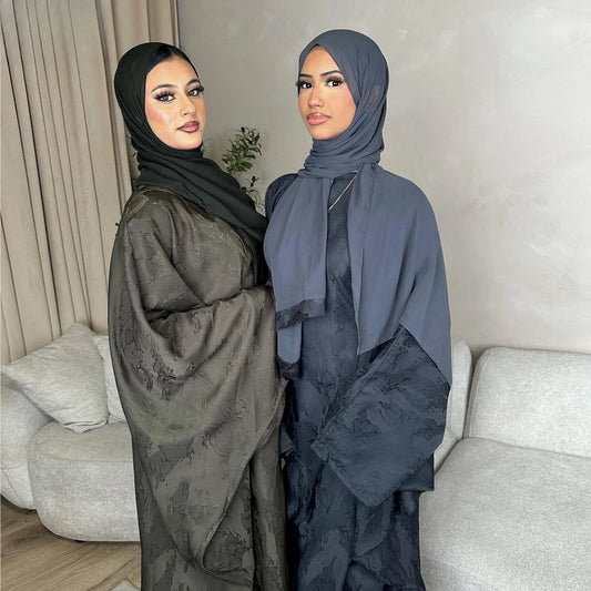 Ramadan 2 Piece Woman Muslim Sets Luxury Dubai Hijab Abaya Dress Islamic Party Modest Gown Arab Travel Clothing 2025 Turkey Robe