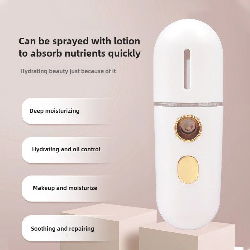 Mini Portable Humidifier Nano Facial Steamer Device Beauty Spray Hydrating Apparatus Cold Spray Apparatus USB Rechargeable