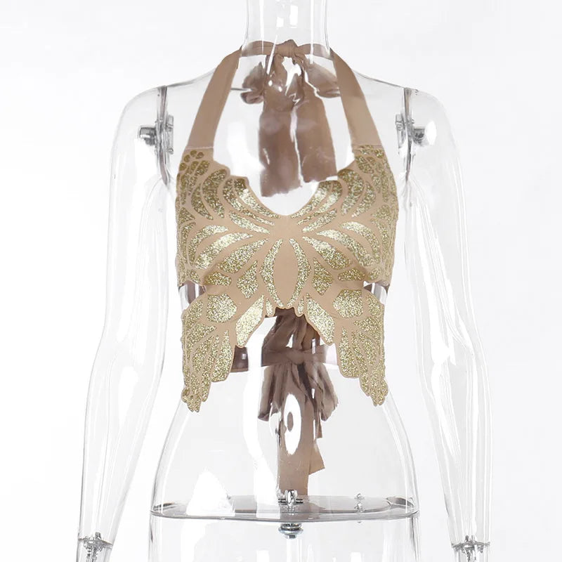 Butterfly Halter Tops Women