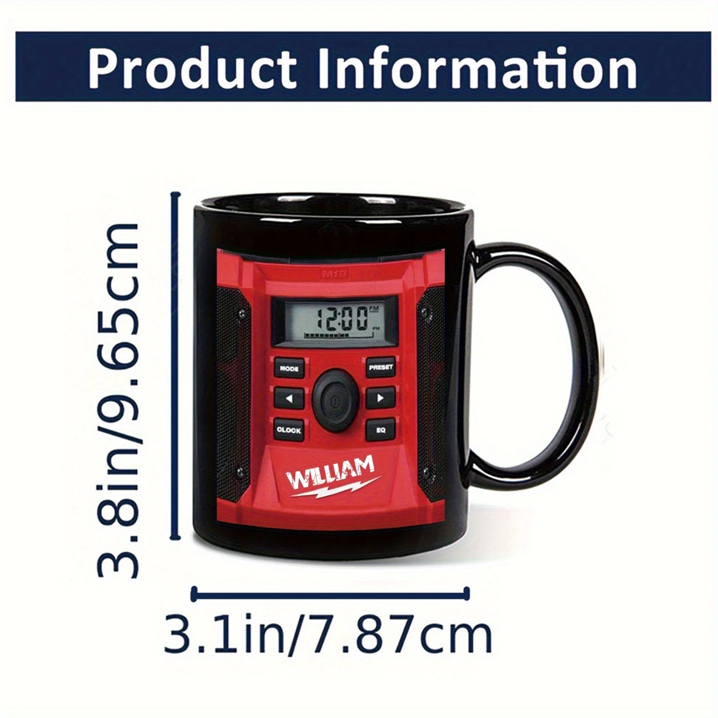 1pc 11oz 325ml Mug Pattern Printing with Digital Clock and Music Player Coffee Cup Milk Cup Father's Day Boyfriend Gift