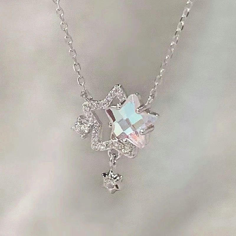 New Wine Red Cherry Gold Color Pendant Necklace For Women Personality Fashion Necklace Wedding Jewelry Birthday Gifts