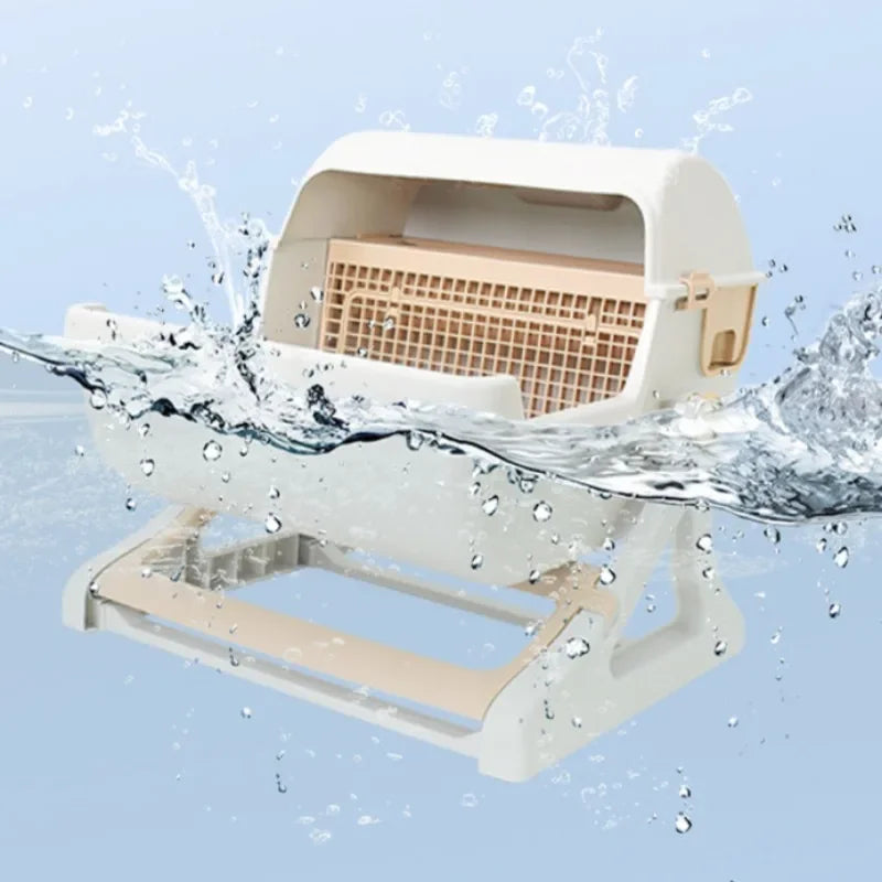 Semi-automatic Litter Box Anti-splash Oversize Semi-enclosed Cat Toilet Supplies Accessories Sandbox for Cat Hygienic Convenient