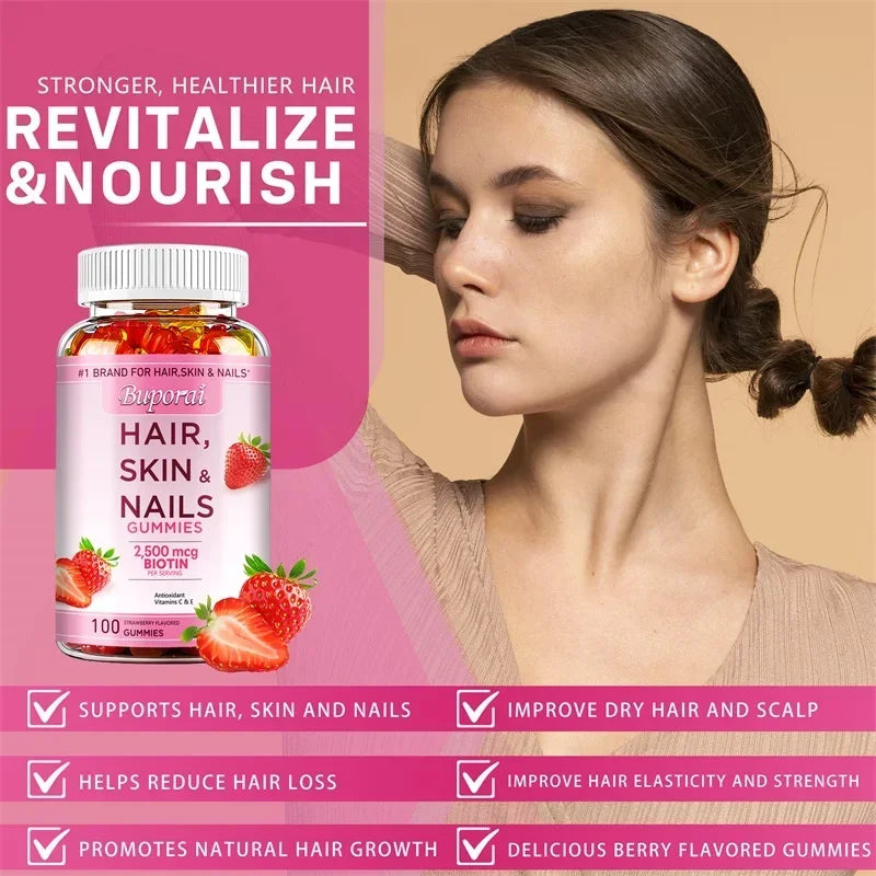 Hair, Skin and Nails Gummies - Supports Skin Care, Nails, Hair, Antioxidants and The Immune System, AntioxidantSupplements