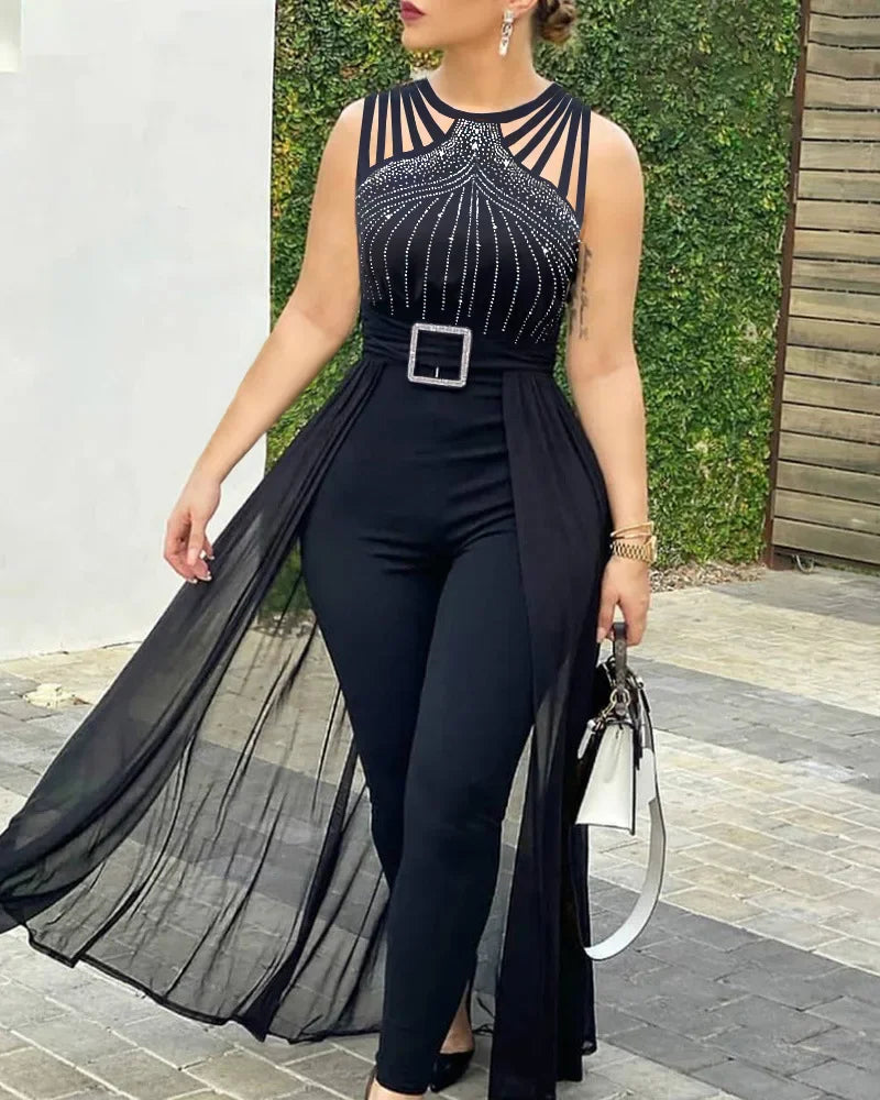Sleeveless Jumpsuit with Belt