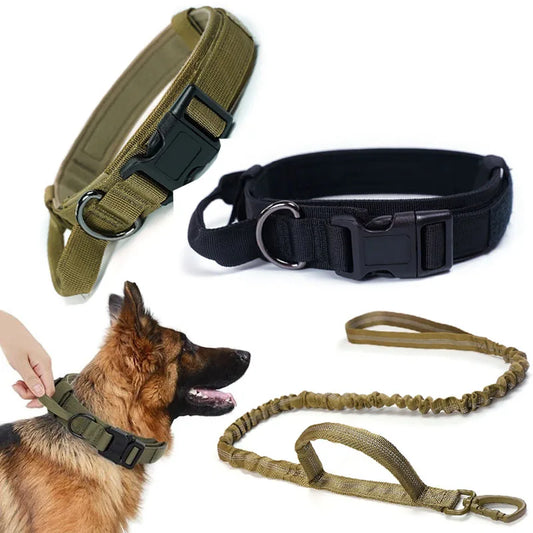Dog Collar Durable Adjustable Military Pet Collar Tactical Leash Set Nylon Collar Medium Large Dog Shepherd Training Accessories