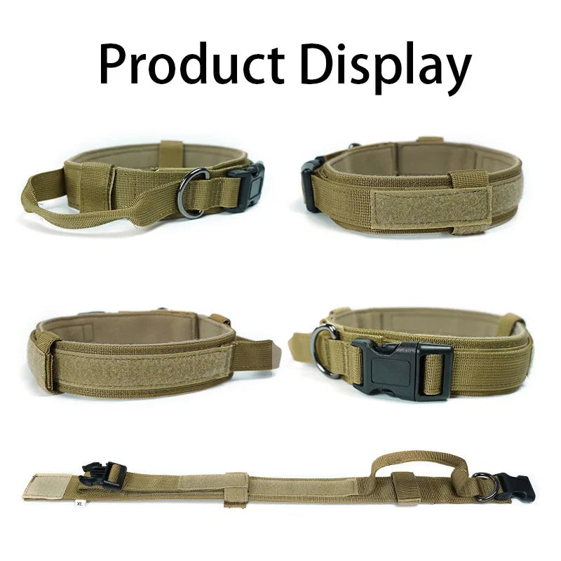 Dog Collar Durable Adjustable Military Pet Collar Tactical Leash Set Nylon Collar Medium Large Dog Shepherd Training Accessories