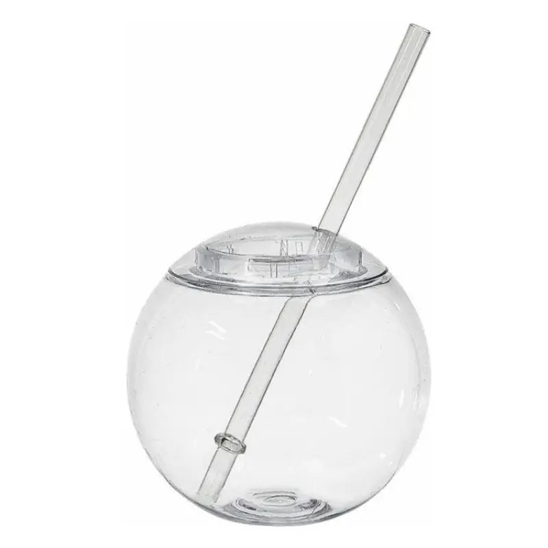 Cocktail Round Ball Cup Straw Transparent Moon Ball Cold Drinking Juice Cups Holiday Beach Cup