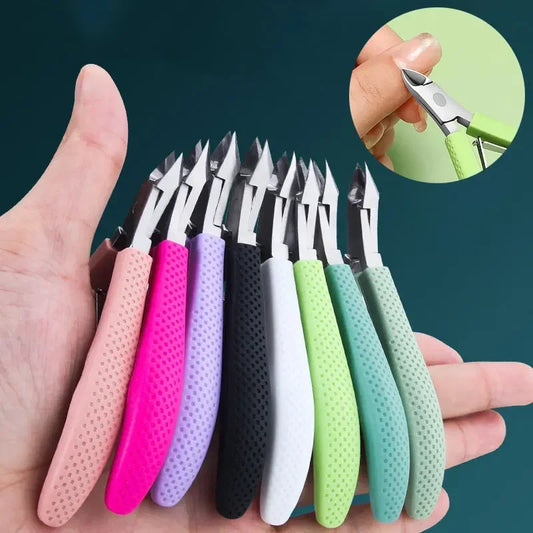 Silicone Handle Toenail Ingrown Nail Art Cuticle Nipper Clipper Edge Cutter Manicure Scissor Plier Pedicure Dead Skin Remover