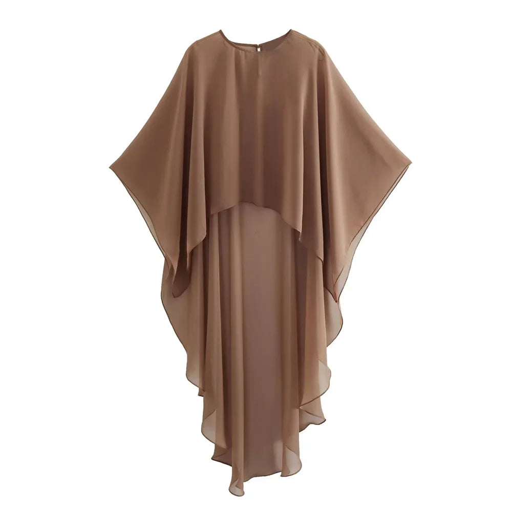 BWQ Summer New Women's Wear with Sunscreen Loose Round Neck Asymmetric Sheer Cloak Coat