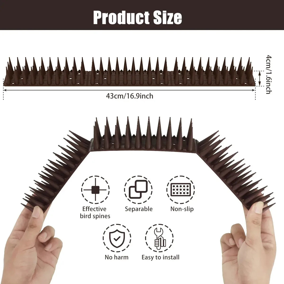 12Pcs Anti Climb Bird Spikes Fence Wall Spikes Stop Birds and Cats Sitting on Fence Cat Repellent Spike for Deterrent Burglar