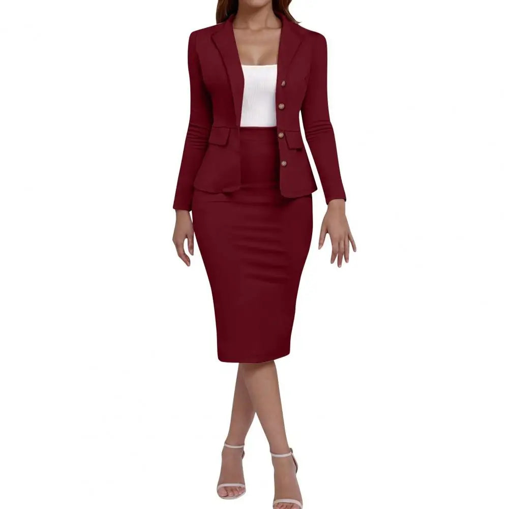 2pcs set Women s Business Skirt Suit Set Elegant Long Sleeve Jacket Pencil Skirt Set Office Outfits Women s Clothing