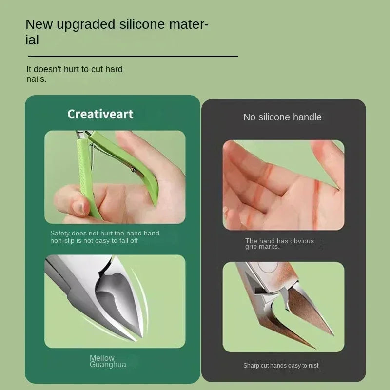 Silicone Handle Toenail Ingrown Nail Art Cuticle Nipper Clipper Edge Cutter Manicure Scissor Plier Pedicure Dead Skin Remover