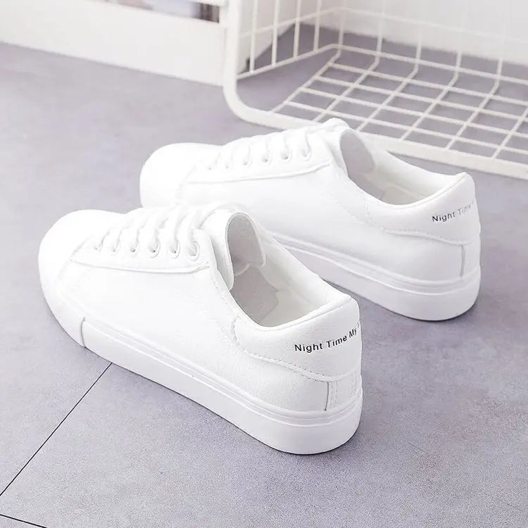 Women's Vulcanize Shoes PU Leather White Shoes New Fashion Platform Shoes Solid Color Casual Shoe Classic Women Sneakers Zapatos