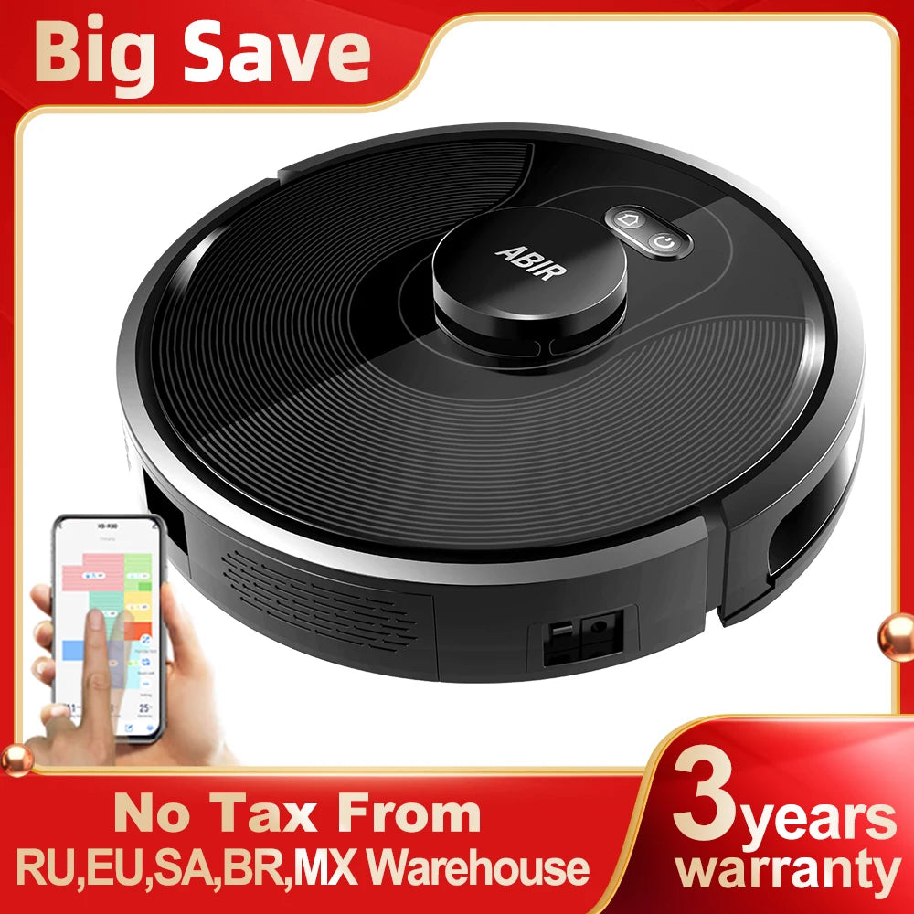 Robot Vacuum Cleaner ABIR X8,Laser Lidar,6500pa Suction,Multi-Floor Map,UV Lamp,TOF Wisdom,APP Restricted Area,Smart Home Mop