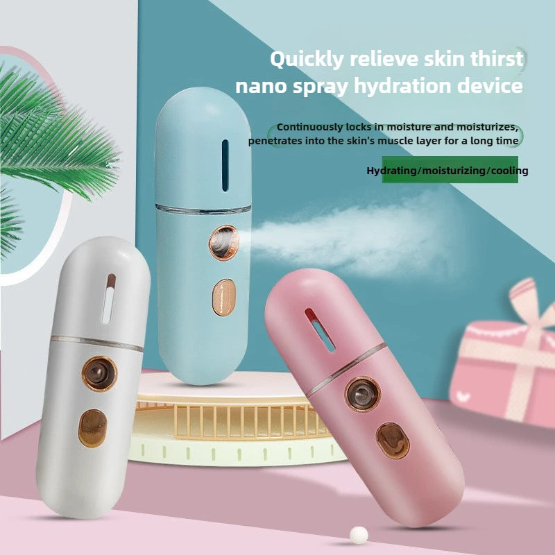 Mini Portable Humidifier Nano Facial Steamer Device Beauty Spray Hydrating Apparatus Cold Spray Apparatus USB Rechargeable