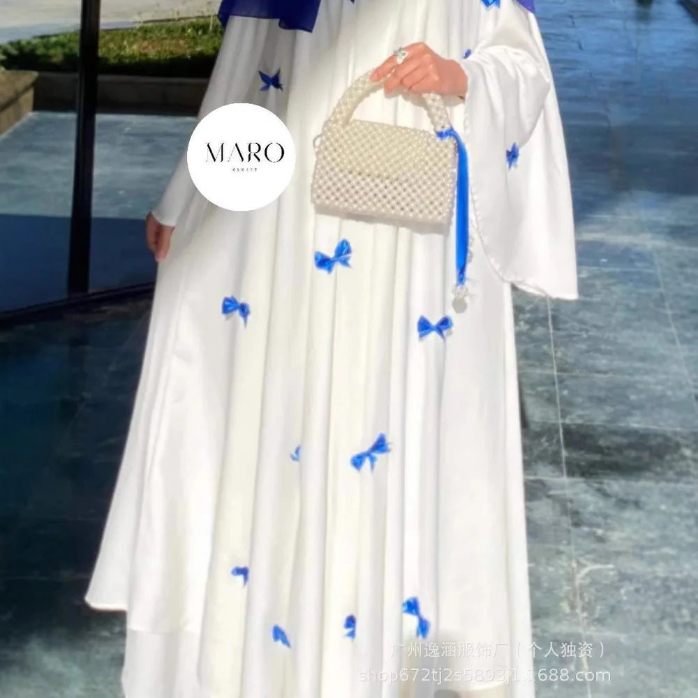 Women's dress Vintage Gentle Style Long Dress Puff Sleeve Women's Skirt Fairy Like Dresses Abaya Large Horn Sleeve Bow RobeDress